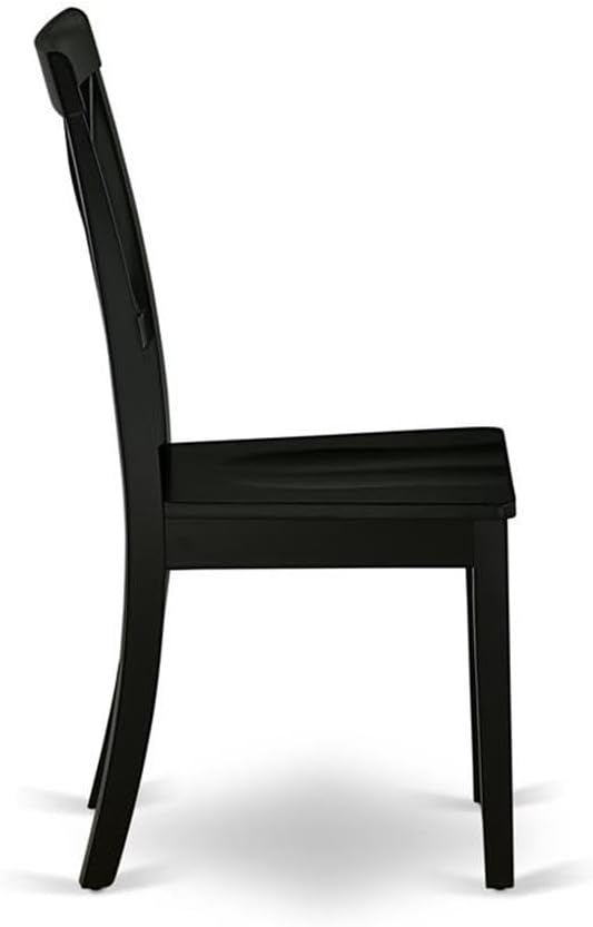East West Furniture BOC-BLK-W Boston Dining Room Chairs - Cross Back Solid Wood Seat Chairs, Set of 2, Black