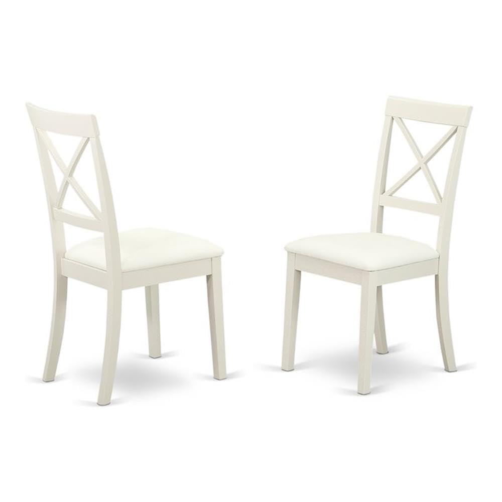 East West Furniture BOC-BLK-W Boston Dining Room Chairs - Cross Back Solid Wood Seat Chairs, Set of 2, Black