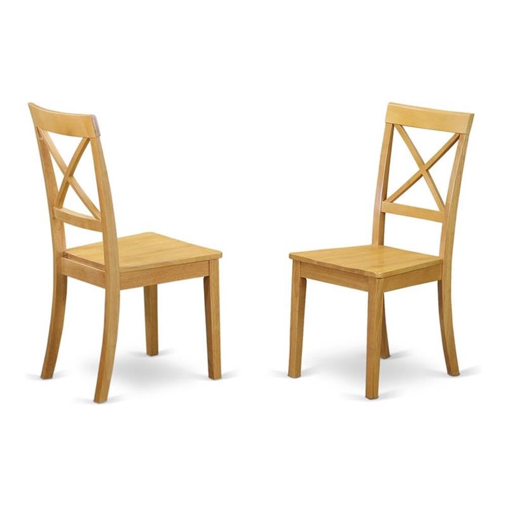 East West Furniture BOC-BLK-W Boston Dining Room Chairs - Cross Back Solid Wood Seat Chairs, Set of 2, Black