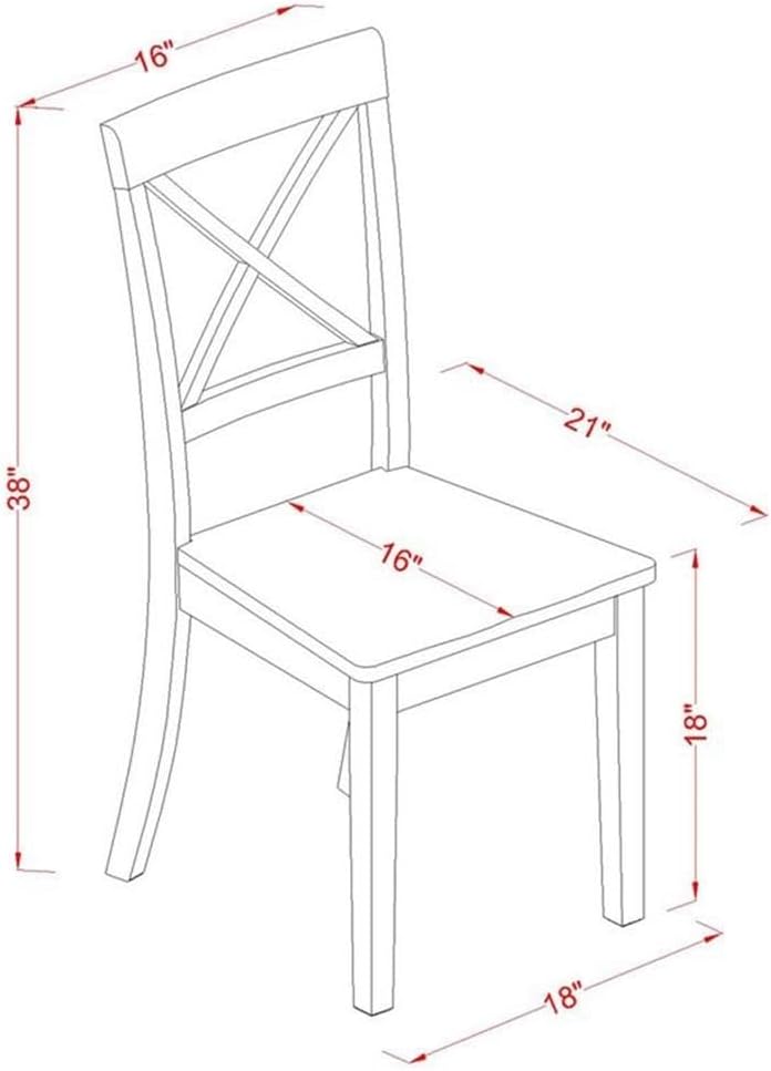 East West Furniture BOC-BLK-W Boston Dining Room Chairs - Cross Back Solid Wood Seat Chairs, Set of 2, Black