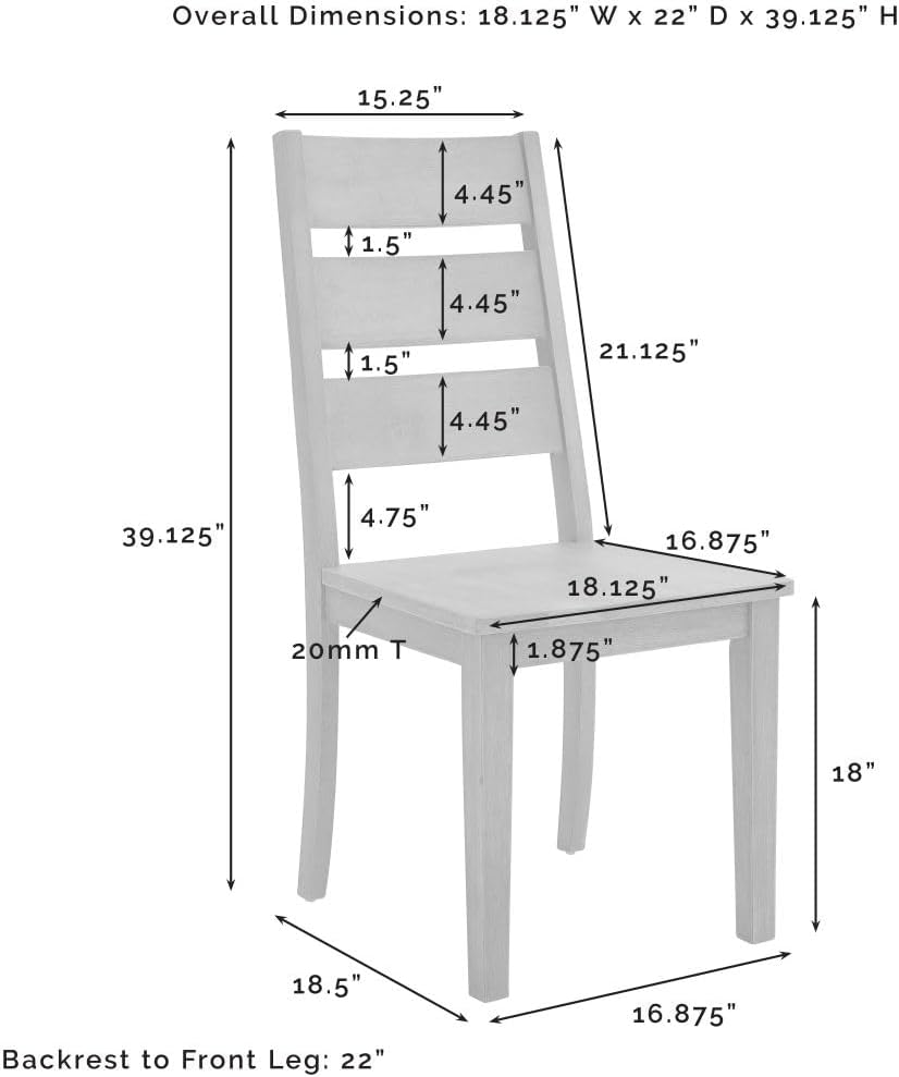 Farmhouse Ladder Back Dining Chairs 2PK Dark Oak