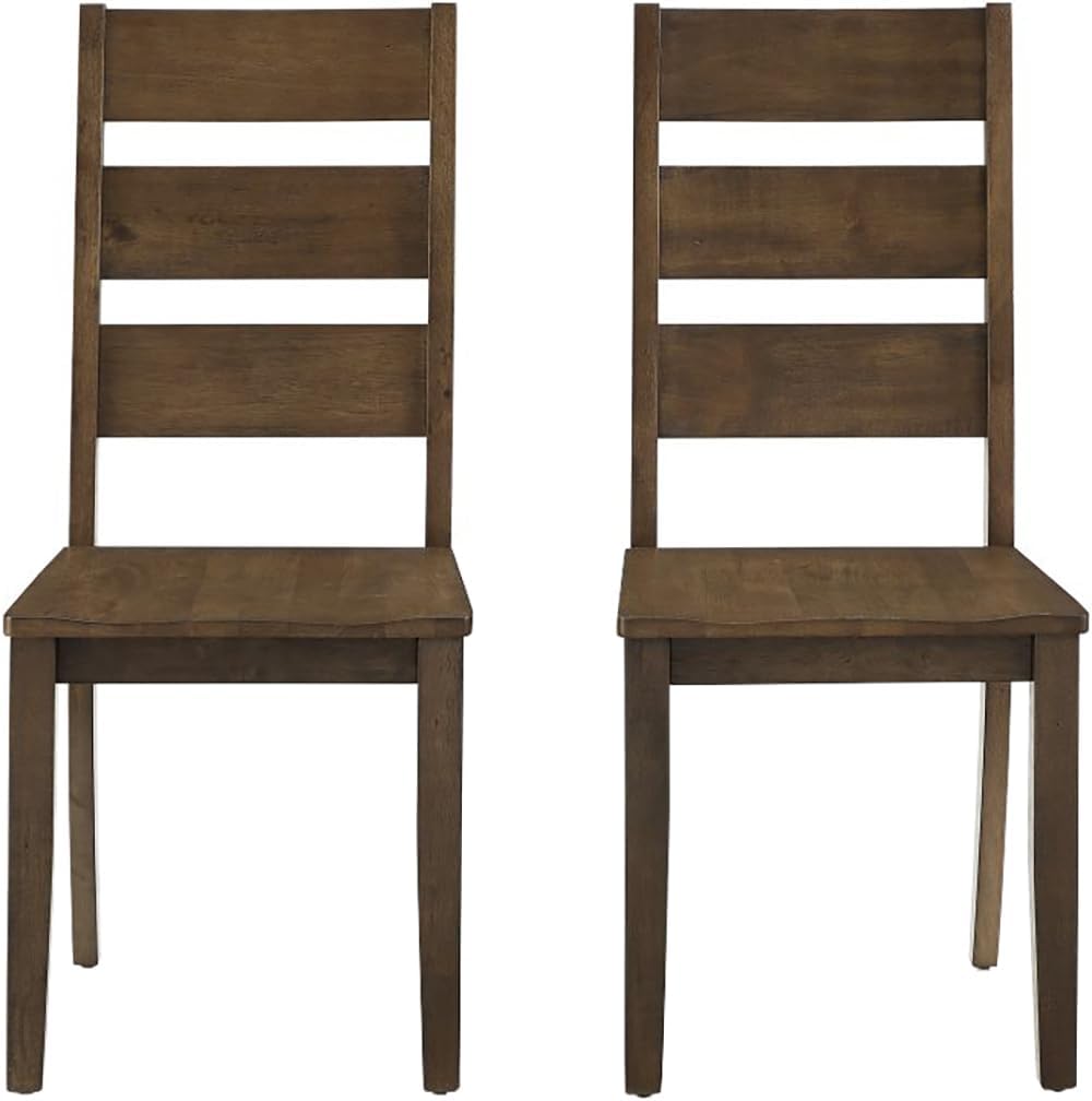 Farmhouse Ladder Back Dining Chairs 2PK Dark Oak