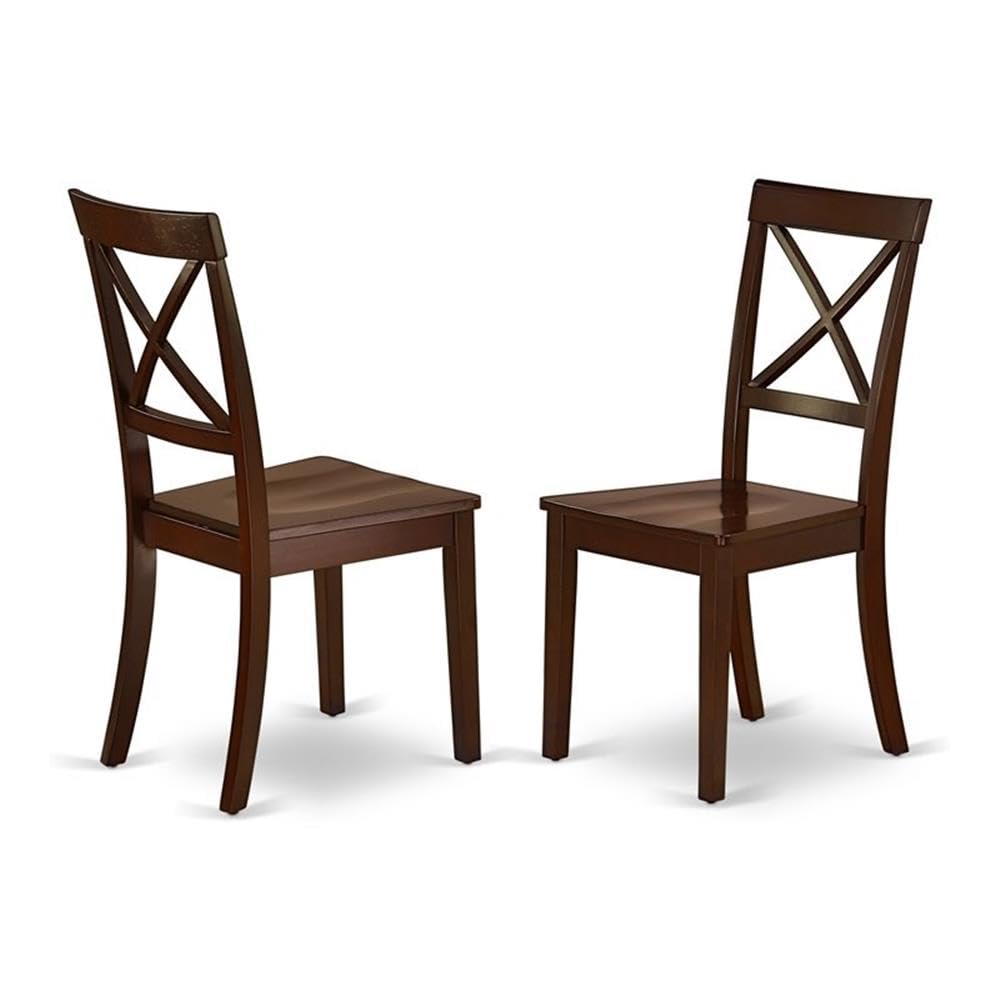 East West Furniture BOC-BLK-W Boston Dining Room Chairs - Cross Back Solid Wood Seat Chairs, Set of 2, Black