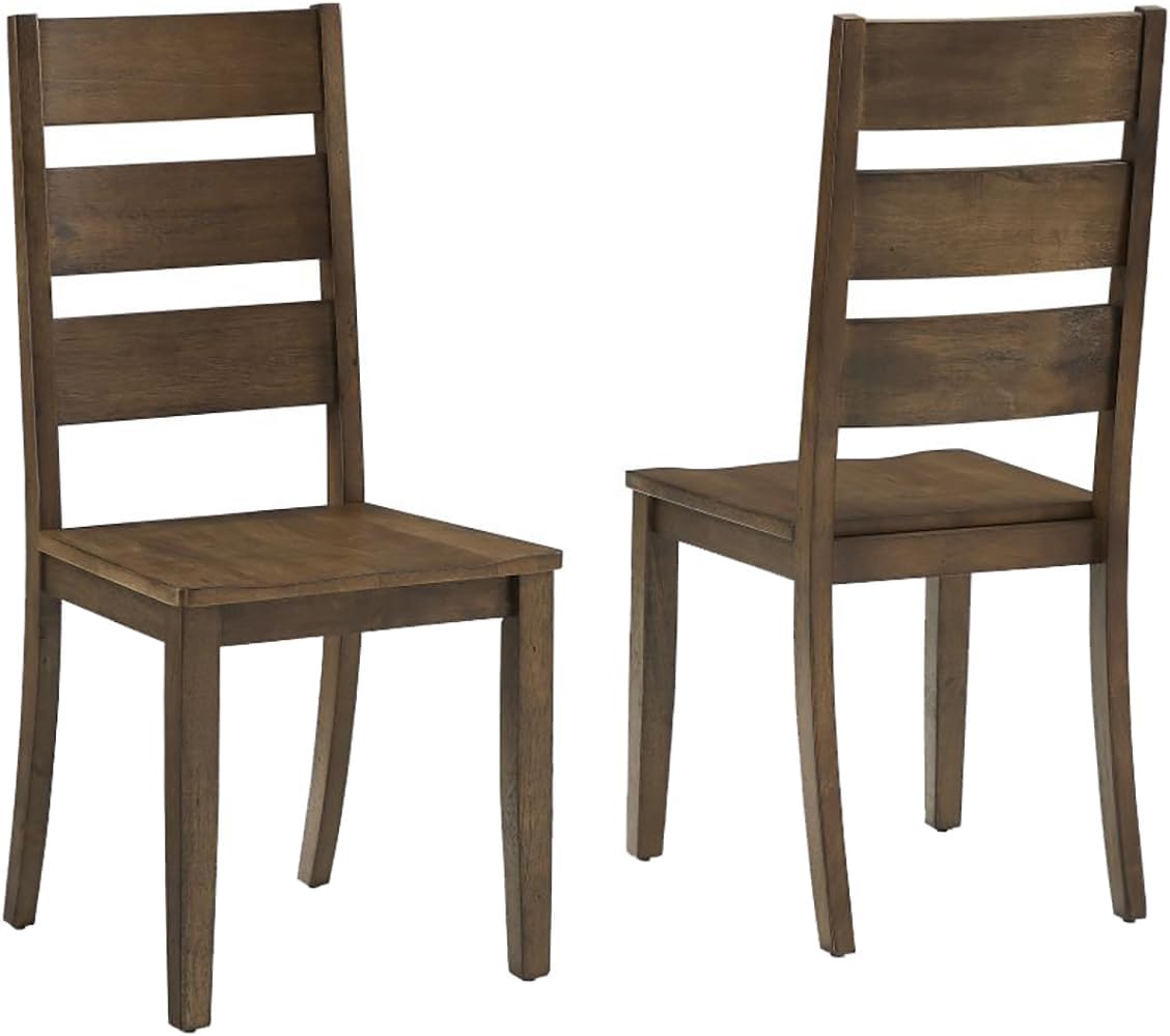 Farmhouse Ladder Back Dining Chairs 2PK Dark Oak