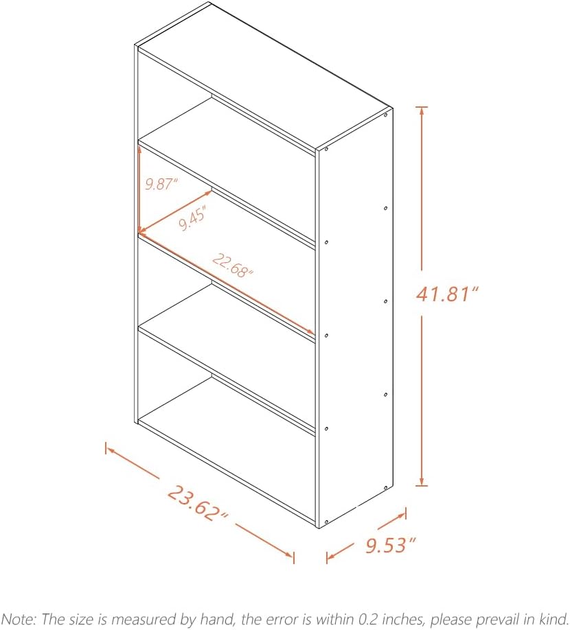 NELYE Basic Open Shelf Bookcase - 4-Tier Wooden Cube Storage Shelves Split Bookshelf, Oak
