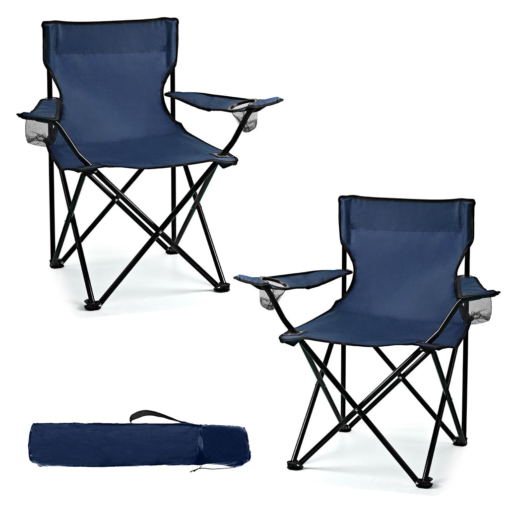 WEIDIORME 2 Pack Lightweight Camping Chairs for Adults & Teens, 250LBS Capacity Foldable Portable Chairs with Carry Bag, Compact Design for Camping, Beach, Picnics, and Outdoor Events