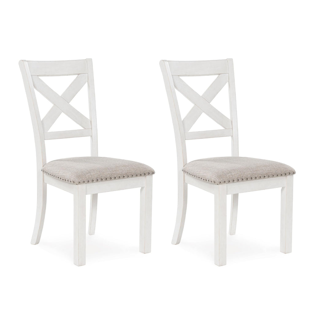 Set of 2 Brown Upholstered Farmhouse Dining Chairs, 19 Inch