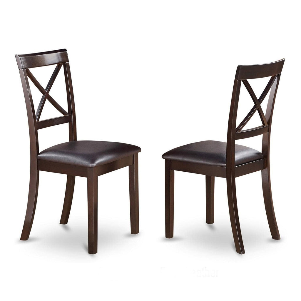 East West Furniture BOC-BLK-W Boston Dining Room Chairs - Cross Back Solid Wood Seat Chairs, Set of 2, Black