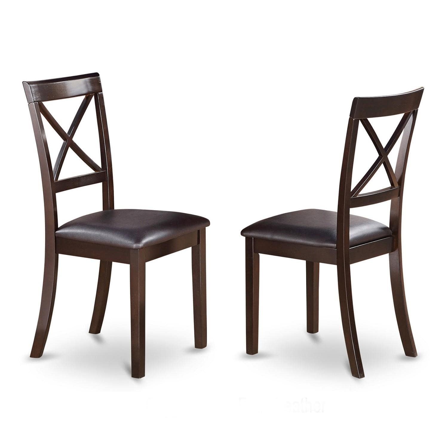 East West Furniture BOC-BLK-W Boston Dining Room Chairs - Cross Back Solid Wood Seat Chairs, Set of 2, Black