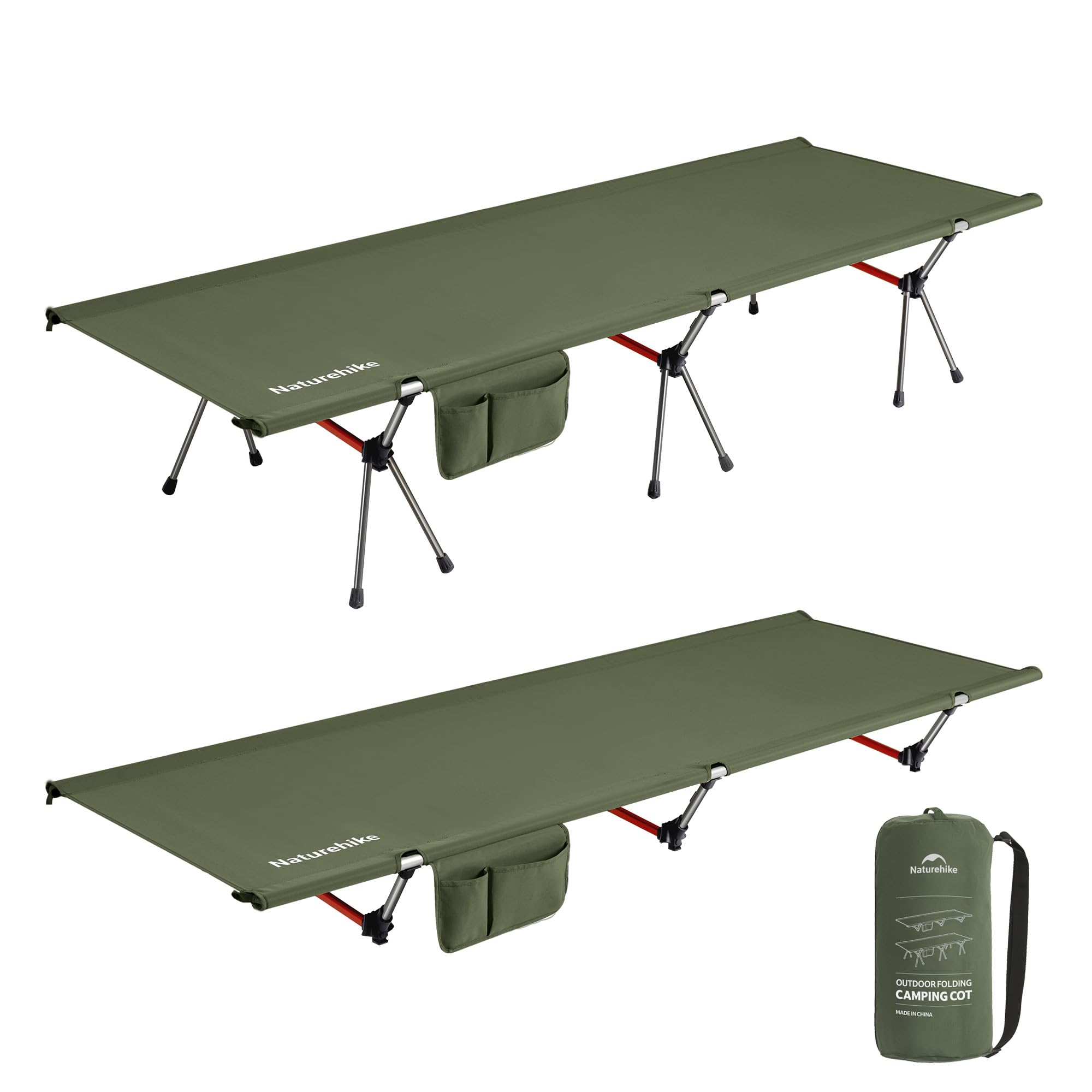 Naturehike ArmyWild Folding Camping Cot, Height Adjustable Ultralight Backpacking Cot, Portable Camping Bed for Camping Hiking Travel Home
