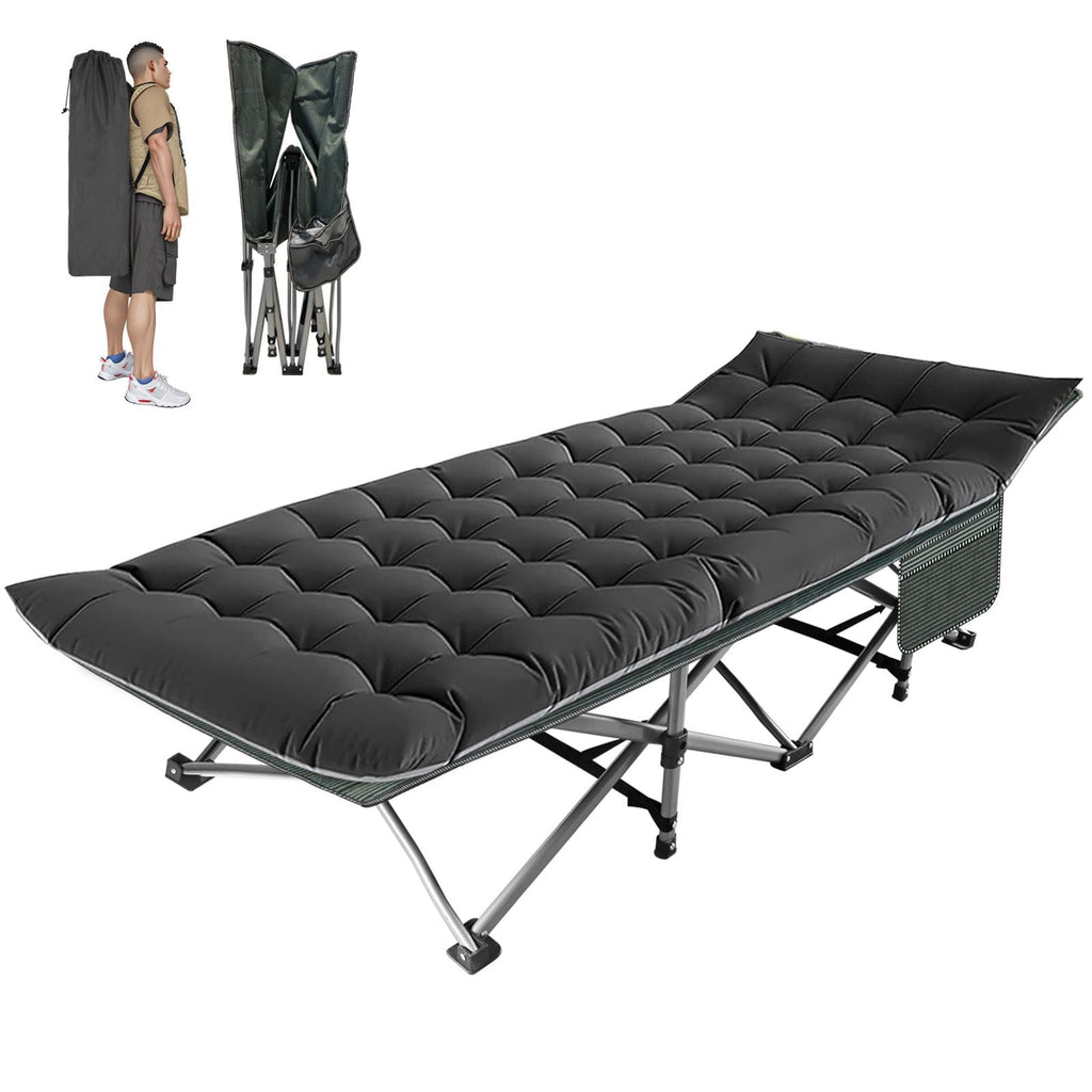 Big RED Camping Sleeping Cot, 5-Position Folding Cot/Lounge Chair with Mattress, Folding Sleep Camp Cots for Adults, Heavy Duty Lounge Chairs for Outside, Beach, Lawn