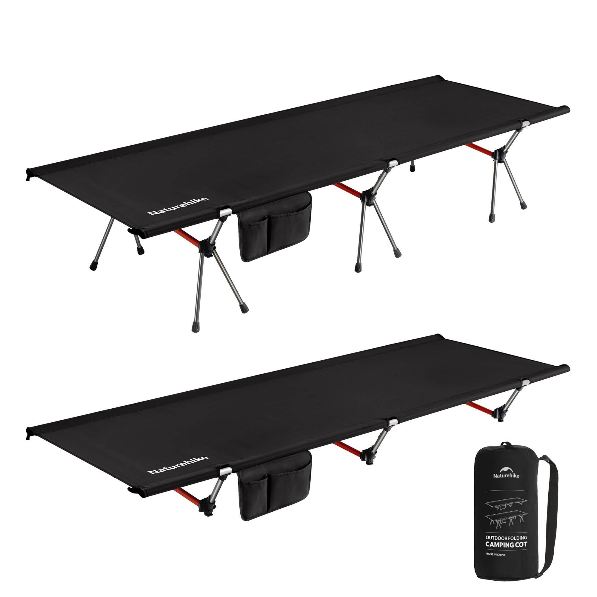 Naturehike ArmyWild Folding Camping Cot, Height Adjustable Ultralight Backpacking Cot, Portable Camping Bed for Camping Hiking Travel Home