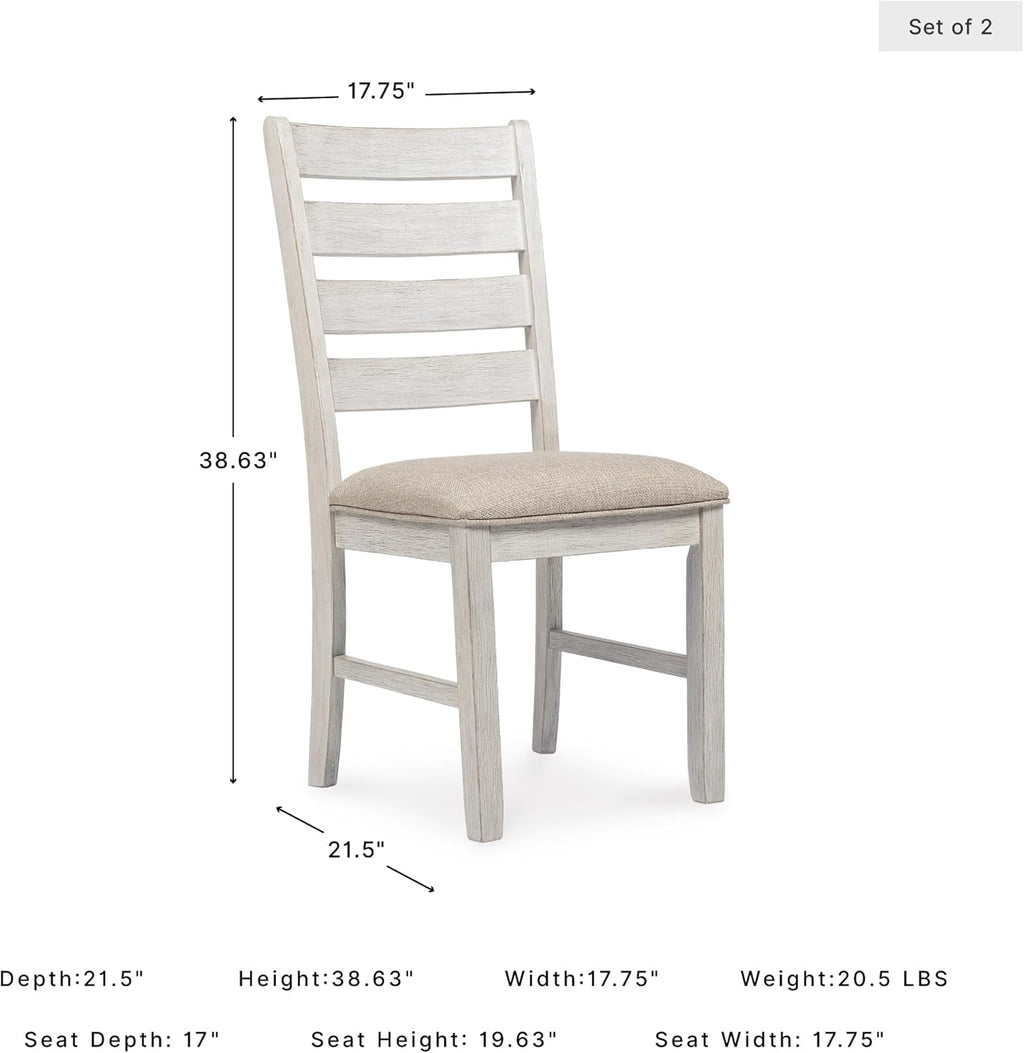 Signature Design by Ashley Skempton Modern Farmhouse Dining Room Chair, 2 Count, Ladderback Design, Wood, 17.75" W x 21.5" D x 38.63" H, White and Light Brown