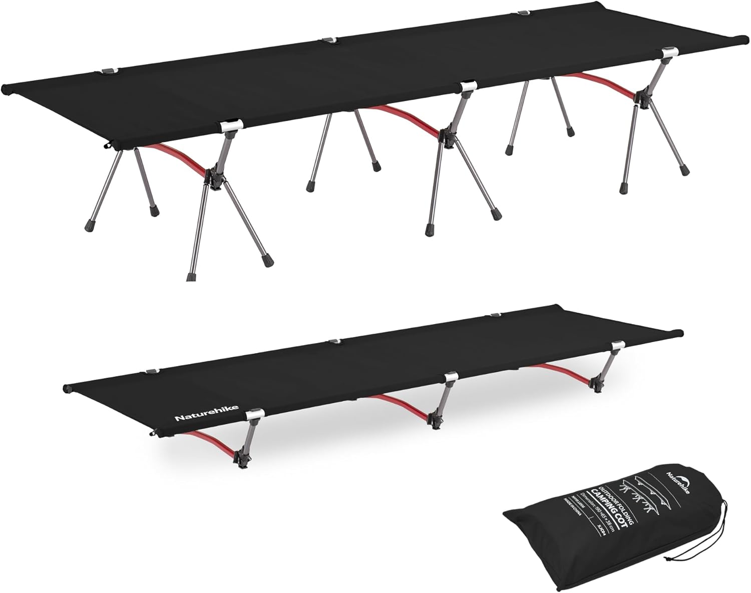 Naturehike ArmyWild Folding Camping Cot, Height Adjustable Ultralight Backpacking Cot, Portable Camping Bed for Camping Hiking Travel Home