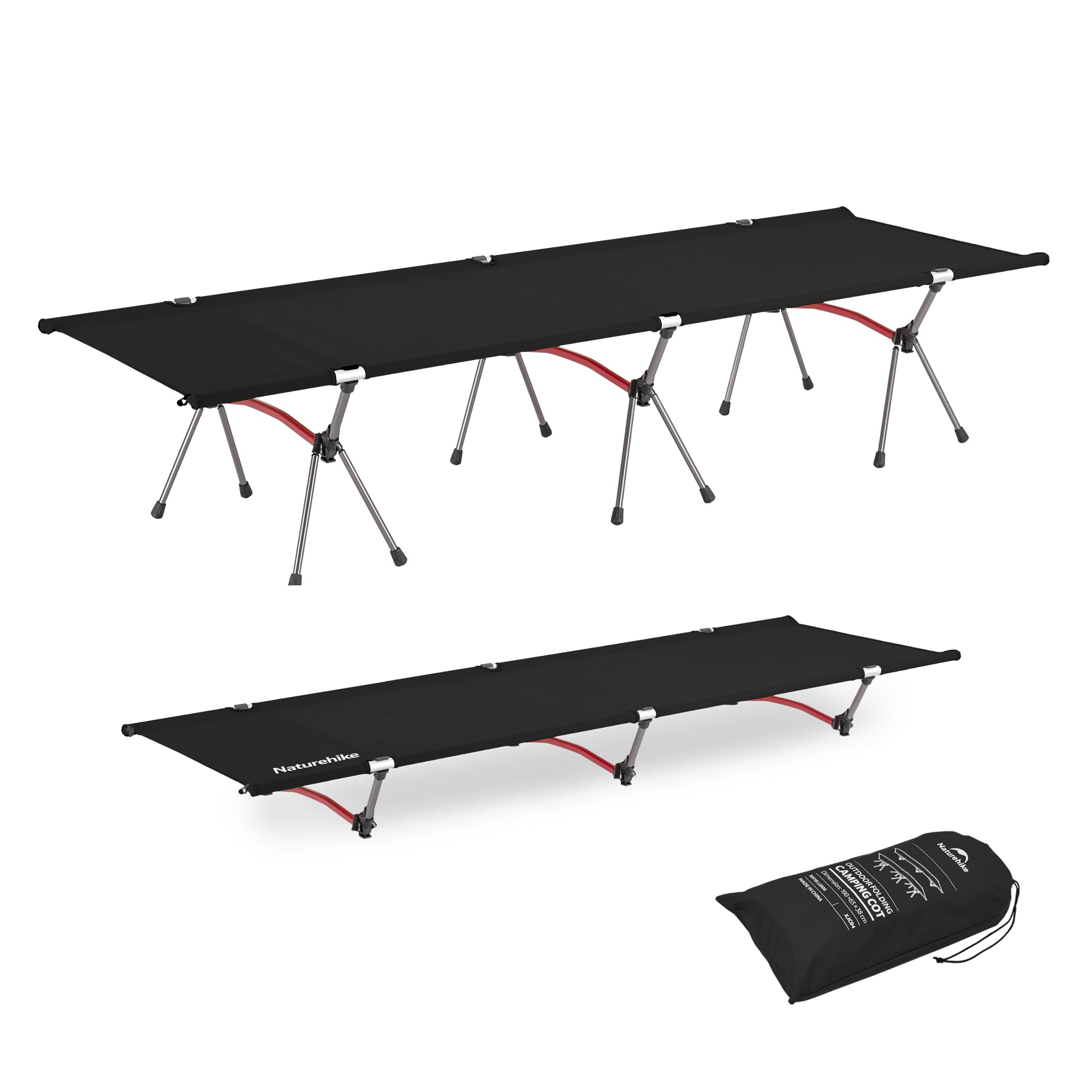 Naturehike ArmyWild Folding Camping Cot, Height Adjustable Ultralight Backpacking Cot, Portable Camping Bed for Camping Hiking Travel Home