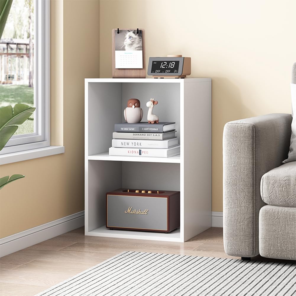 NELYE Basic Open Shelf Bookcase - 4-Tier Wooden Cube Storage Shelves Split Bookshelf, Oak