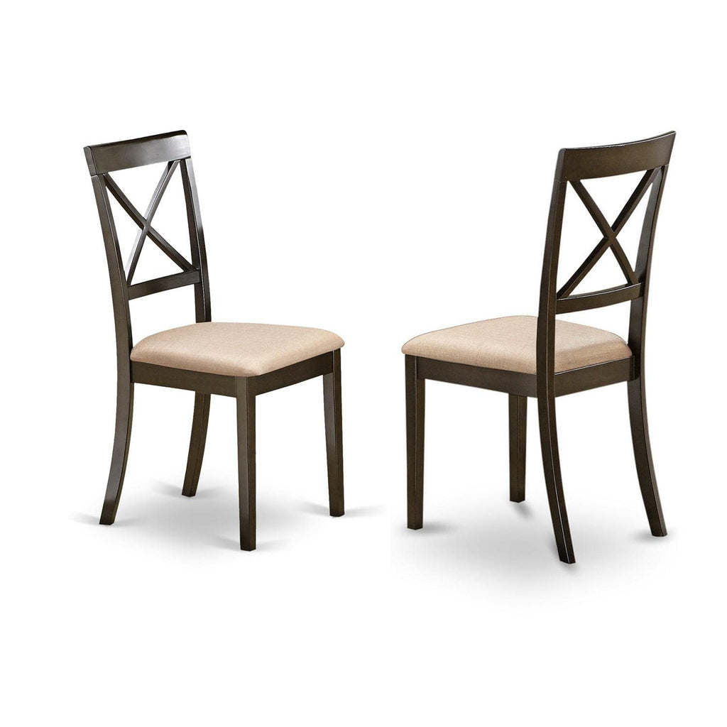 East West Furniture BOC-BLK-W Boston Dining Room Chairs - Cross Back Solid Wood Seat Chairs, Set of 2, Black