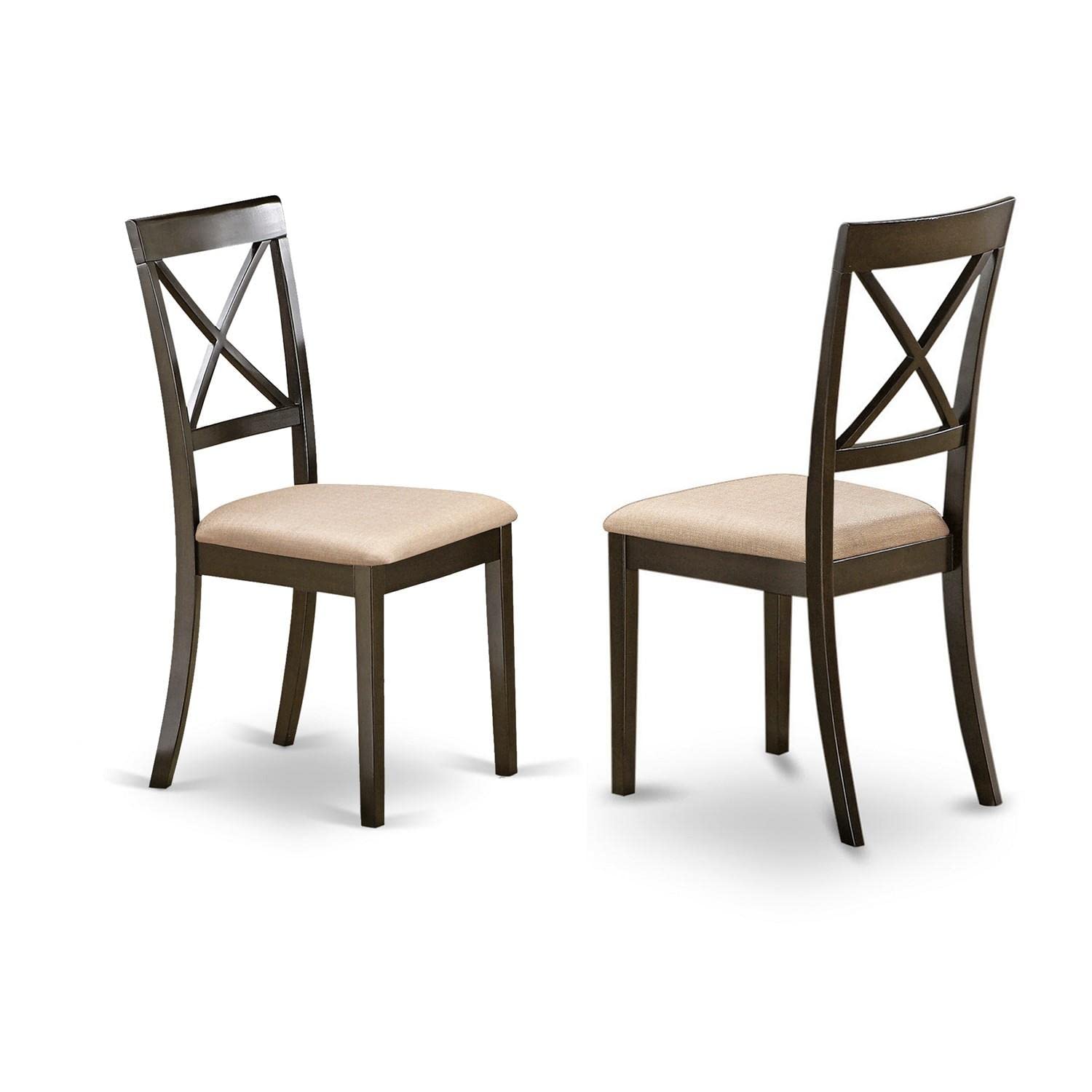 East West Furniture BOC-BLK-W Boston Dining Room Chairs - Cross Back Solid Wood Seat Chairs, Set of 2, Black