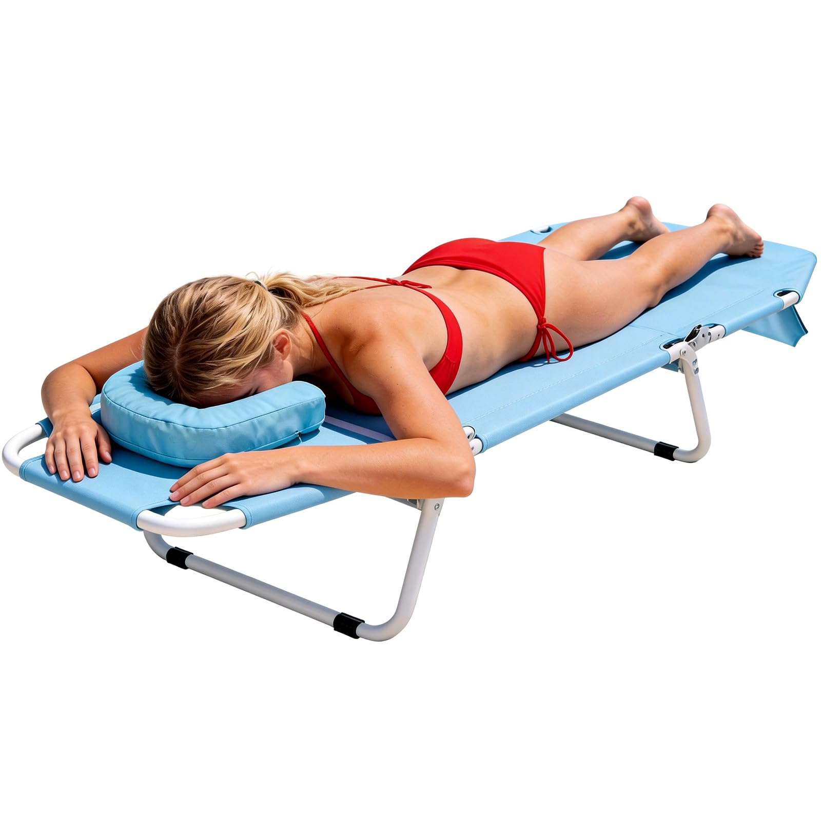 5-Position Folding Chaise Lounge Chair, Portable Outdoor Recliner for Beach Pool Patio