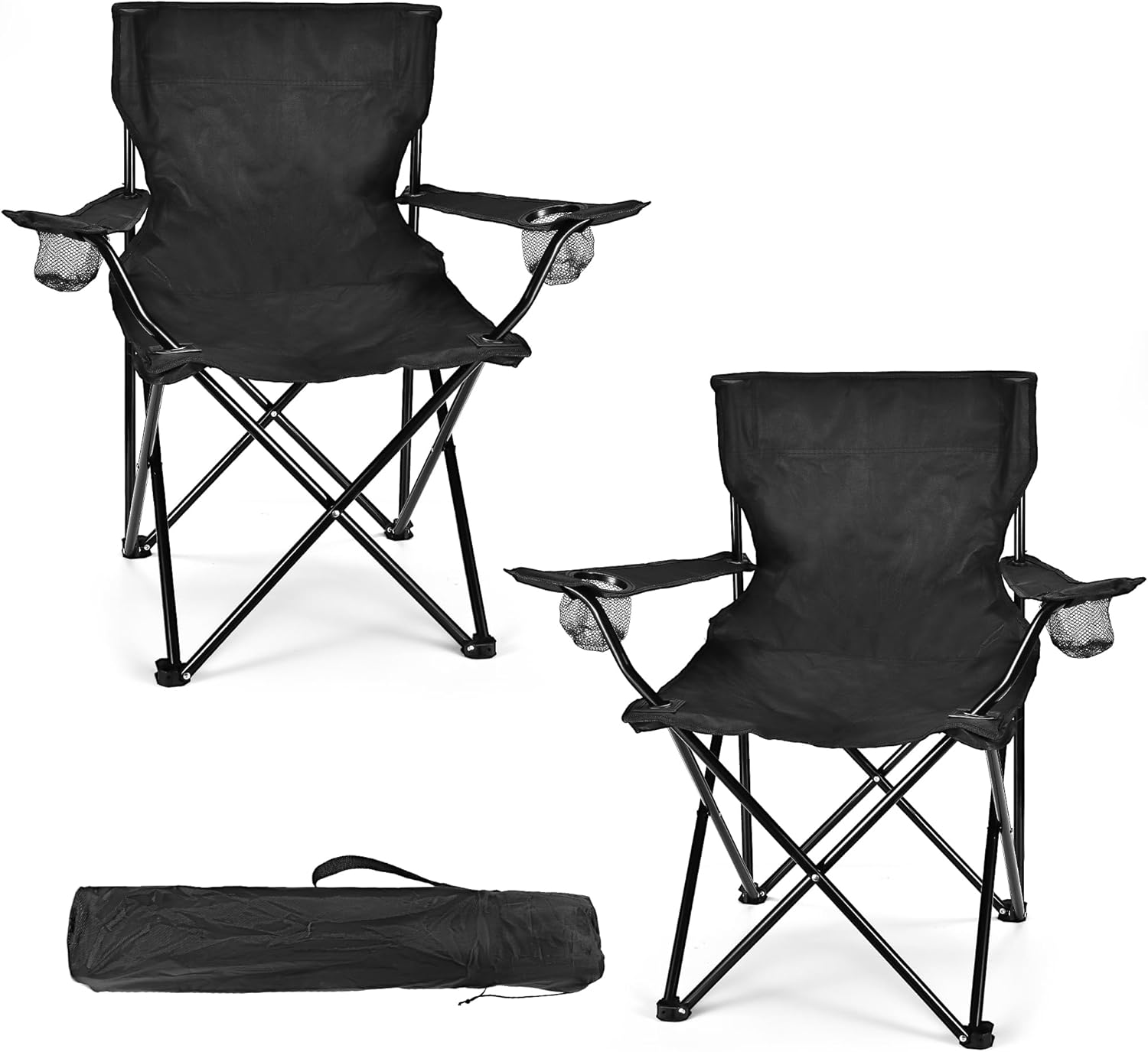 WEIDIORME 2 Pack Lightweight Camping Chairs for Adults & Teens, 250LBS Capacity Foldable Portable Chairs with Carry Bag, Compact Design for Camping, Beach, Picnics, and Outdoor Events