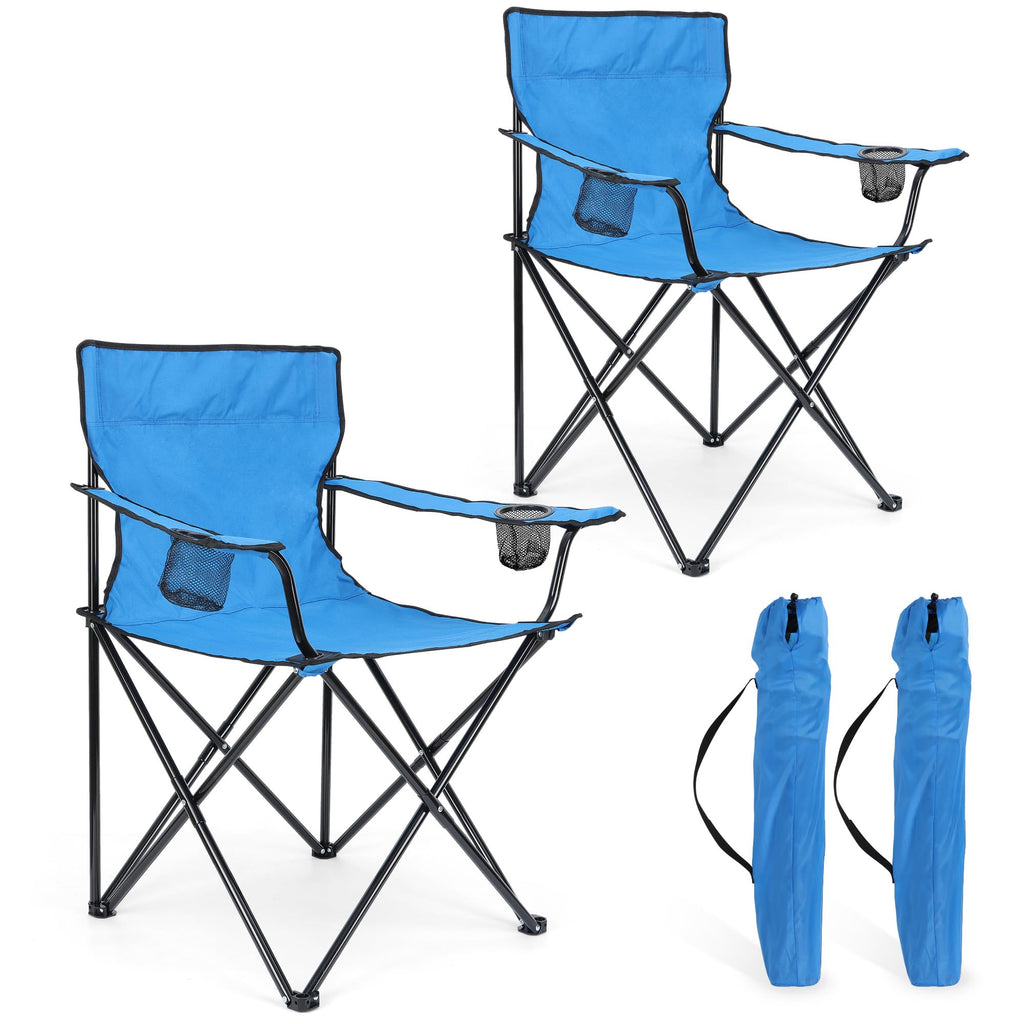 HaSteeL Foldable Camping Chair Set of 2, Folding Camp Chairs for Adults, Large Portable Lawn Chair for Outdoors Fishing, Hiking, Travel, Picnic, Beach, Supports 275lbs & Include Storage Bags (Black)