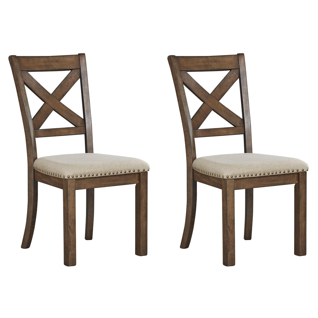 Set of 2 Brown Upholstered Farmhouse Dining Chairs, 19 Inch