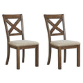 Set of 2 Brown Upholstered Farmhouse Dining Chairs, 19 Inch