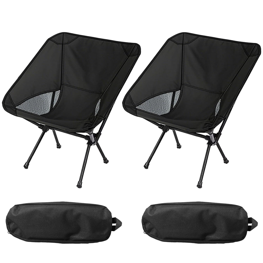 Wind Tour Portable Camping Chair Lightweight Foldable Outdoor Chair for Hiking Camp Backpacking Lawn Beach Fishing Picnic with Carry Bag (Black)