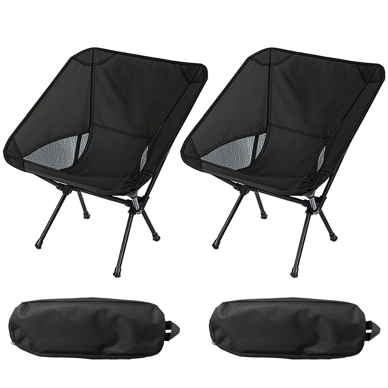 Wind Tour Portable Camping Chair Lightweight Foldable Outdoor Chair for Hiking Camp Backpacking Lawn Beach Fishing Picnic with Carry Bag (Black)