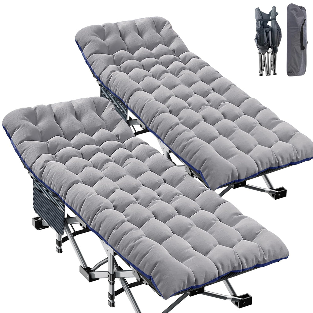 ABORON XXL Camping Cot for Adults, Oversized 78"×32" Folding Camping Bed, 900LBS Heavy Duty Outdoor Sleeping Cot with Mattress Pad, 1200D Oxford, Portable with Carry Bag