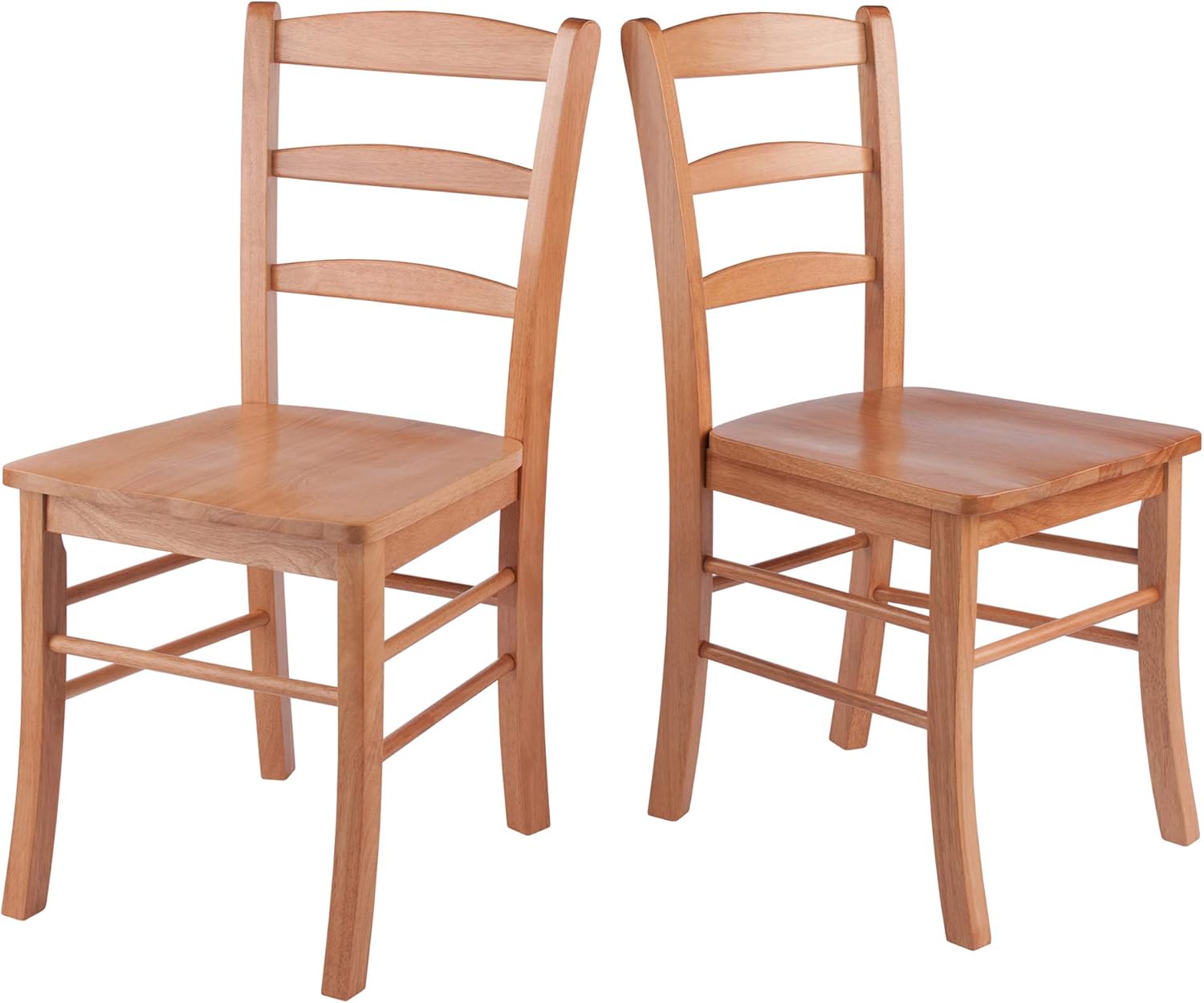 Winsome Benjamin Ladder Back Chair Set of 2 in Light Oak, Classic Backed Kitchen & Dining Room Chairs, Simple & Elegant Home Seating Solution, Great for Office, Hallway, Bedroom
