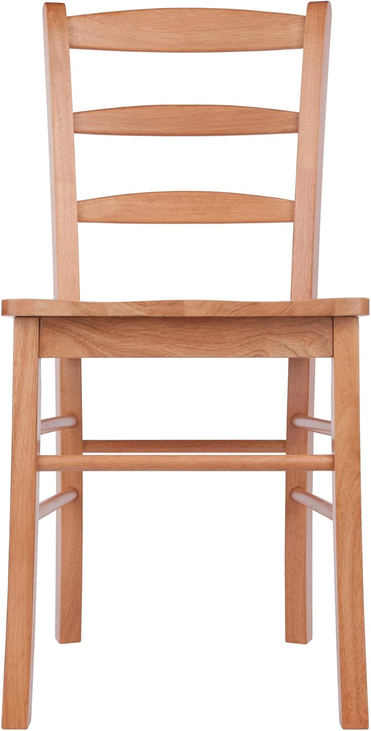 Winsome Benjamin Ladder Back Chair Set of 2 in Light Oak, Classic Backed Kitchen & Dining Room Chairs, Simple & Elegant Home Seating Solution, Great for Office, Hallway, Bedroom
