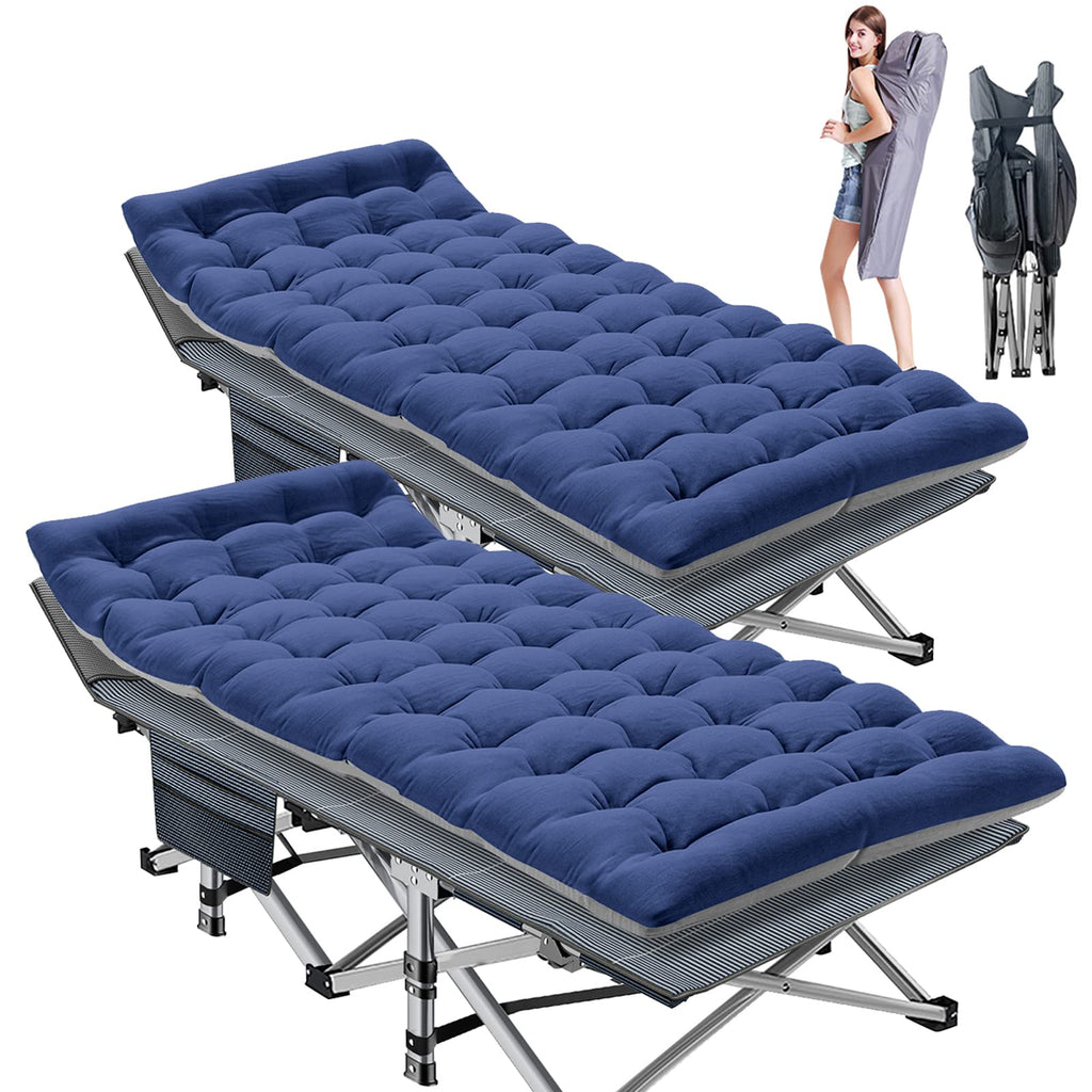 ABORON XXL Camping Cot for Adults, Oversized 78"×32" Folding Camping Bed, 900LBS Heavy Duty Outdoor Sleeping Cot with Mattress Pad, 1200D Oxford, Portable with Carry Bag