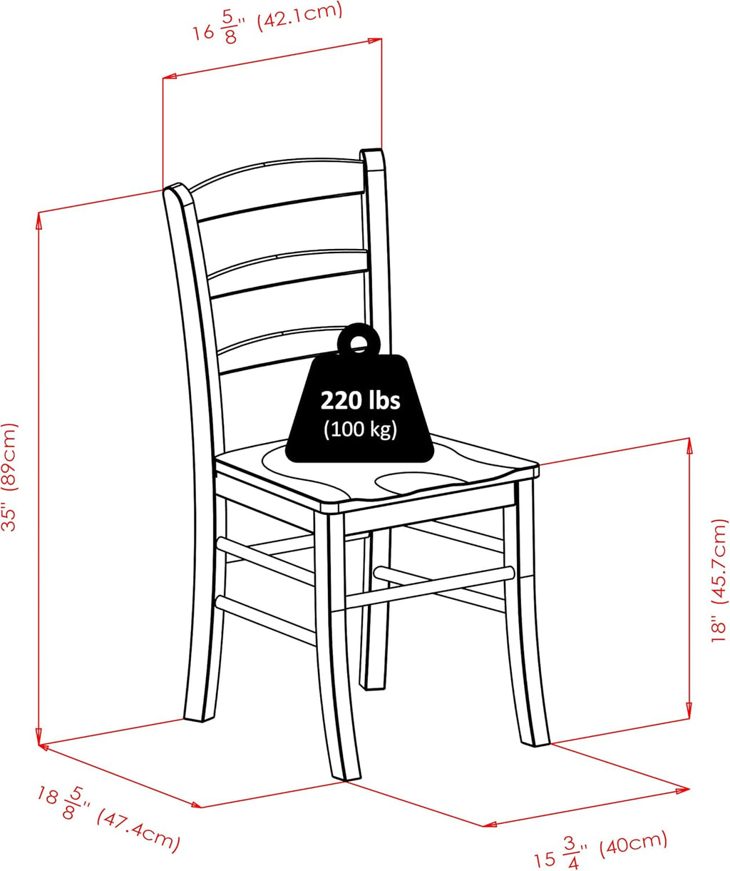 Winsome Benjamin Ladder Back Chair Set of 2 in Light Oak, Classic Backed Kitchen & Dining Room Chairs, Simple & Elegant Home Seating Solution, Great for Office, Hallway, Bedroom