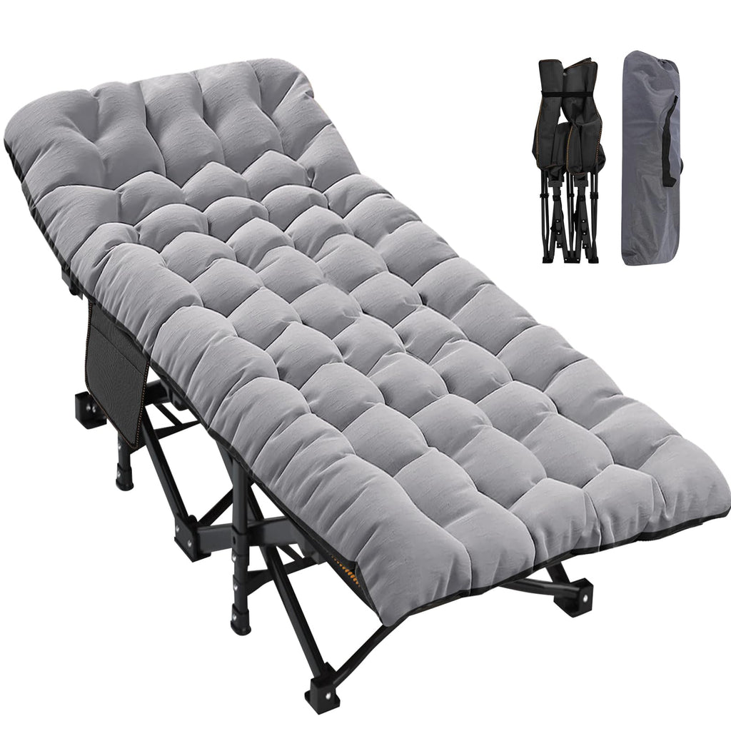 ABORON XXL Camping Cot for Adults, Oversized 78"×32" Folding Camping Bed, 900LBS Heavy Duty Outdoor Sleeping Cot with Mattress Pad, 1200D Oxford, Portable with Carry Bag