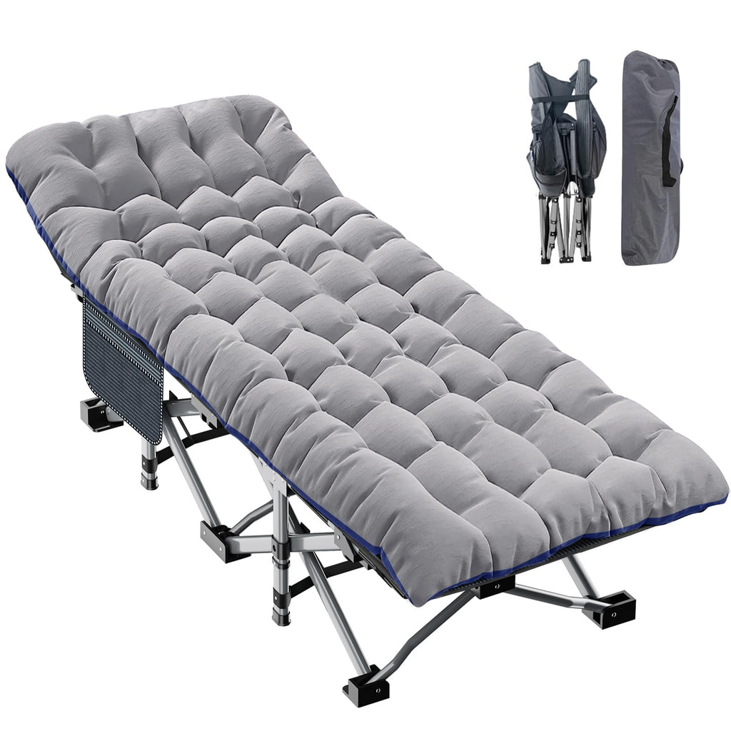 ABORON XXL Camping Cot for Adults, Oversized 78"×32" Folding Camping Bed, 900LBS Heavy Duty Outdoor Sleeping Cot with Mattress Pad, 1200D Oxford, Portable with Carry Bag