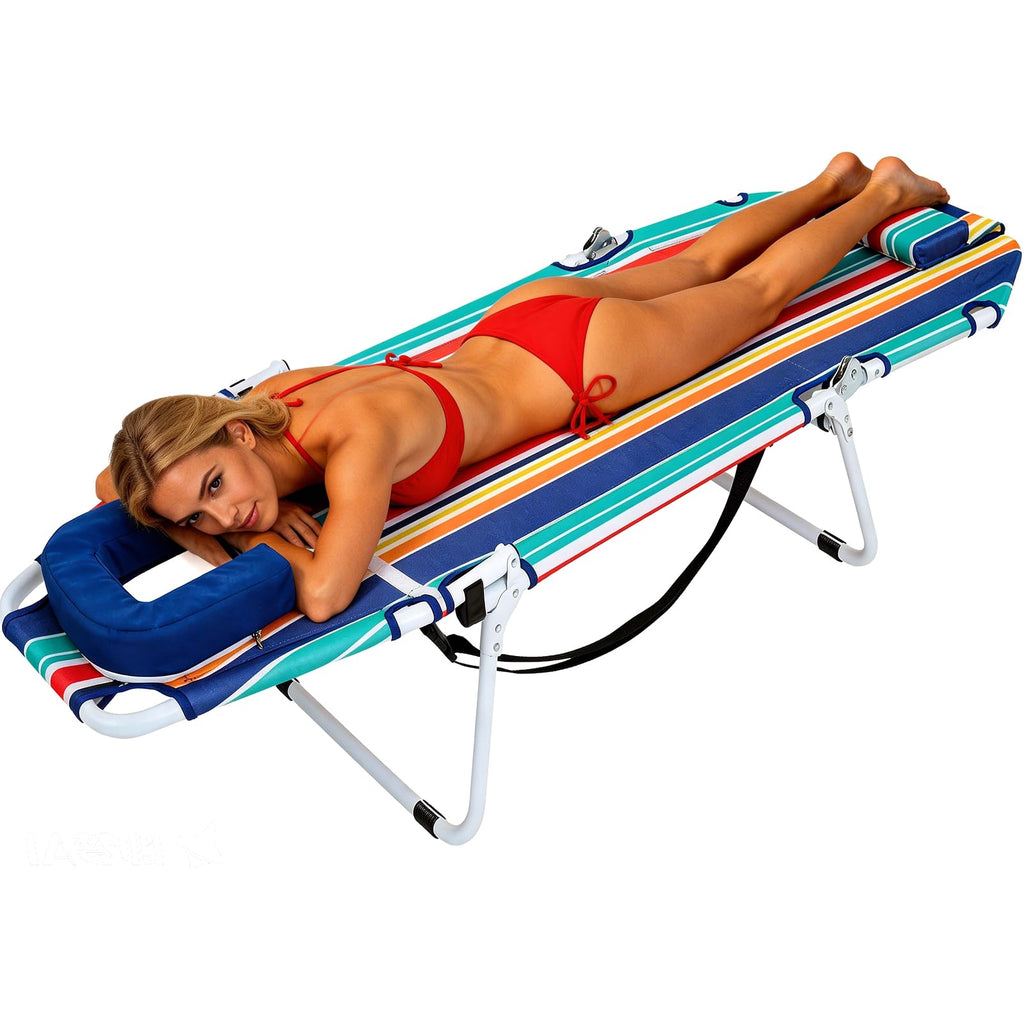 5-Position Folding Chaise Lounge Chair, Portable Outdoor Recliner for Beach Pool Patio