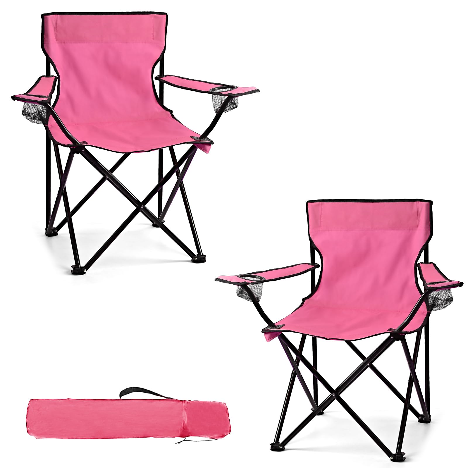 WEIDIORME 2 Pack Lightweight Camping Chairs for Adults & Teens, 250LBS Capacity Foldable Portable Chairs with Carry Bag, Compact Design for Camping, Beach, Picnics, and Outdoor Events