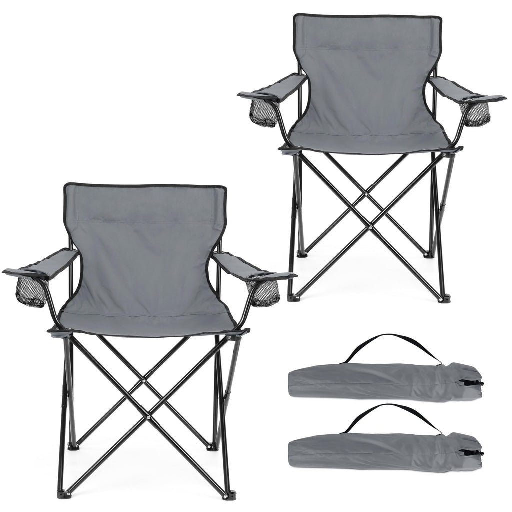 HaSteeL Foldable Camping Chair Set of 2, Folding Camp Chairs for Adults, Large Portable Lawn Chair for Outdoors Fishing, Hiking, Travel, Picnic, Beach, Supports 275lbs & Include Storage Bags (Black)