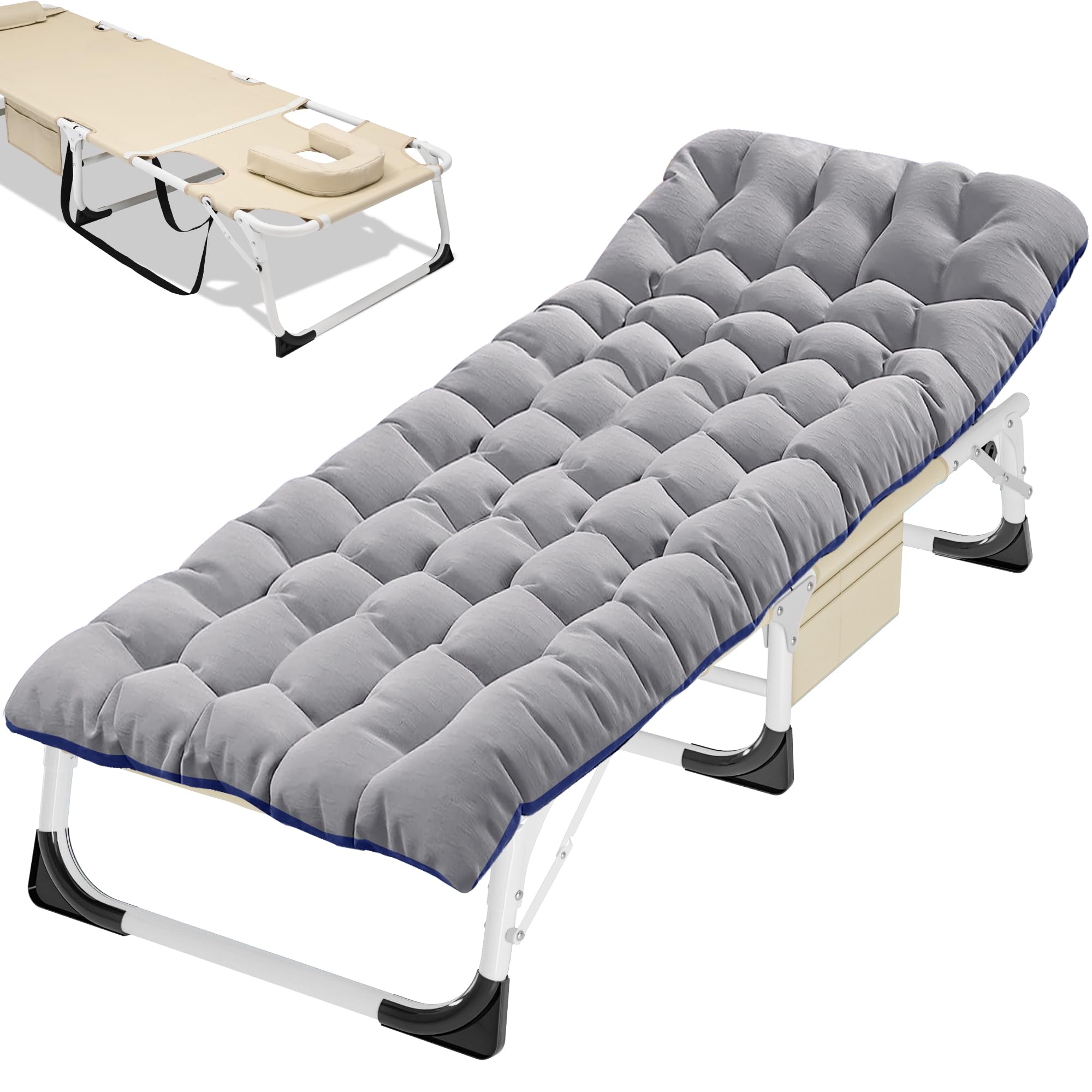 ABORON XXL Camping Cot for Adults, Oversized 78"×32" Folding Camping Bed, 900LBS Heavy Duty Outdoor Sleeping Cot with Mattress Pad, 1200D Oxford, Portable with Carry Bag