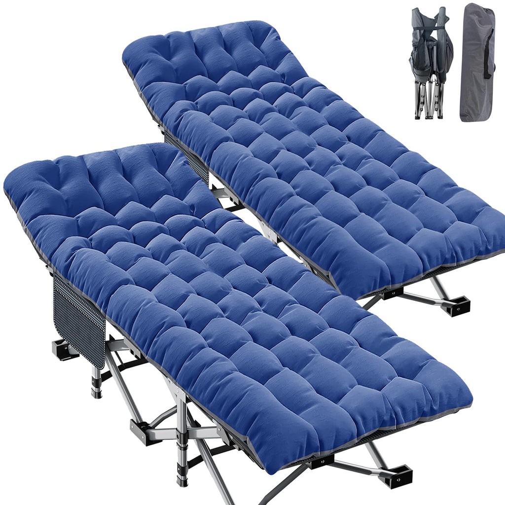ABORON XXL Camping Cot for Adults, Oversized 78"×32" Folding Camping Bed, 900LBS Heavy Duty Outdoor Sleeping Cot with Mattress Pad, 1200D Oxford, Portable with Carry Bag