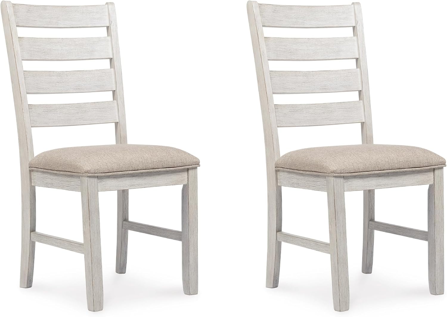 Signature Design by Ashley Skempton Modern Farmhouse Dining Room Chair, 2 Count, Ladderback Design, Wood, 17.75" W x 21.5" D x 38.63" H, White and Light Brown