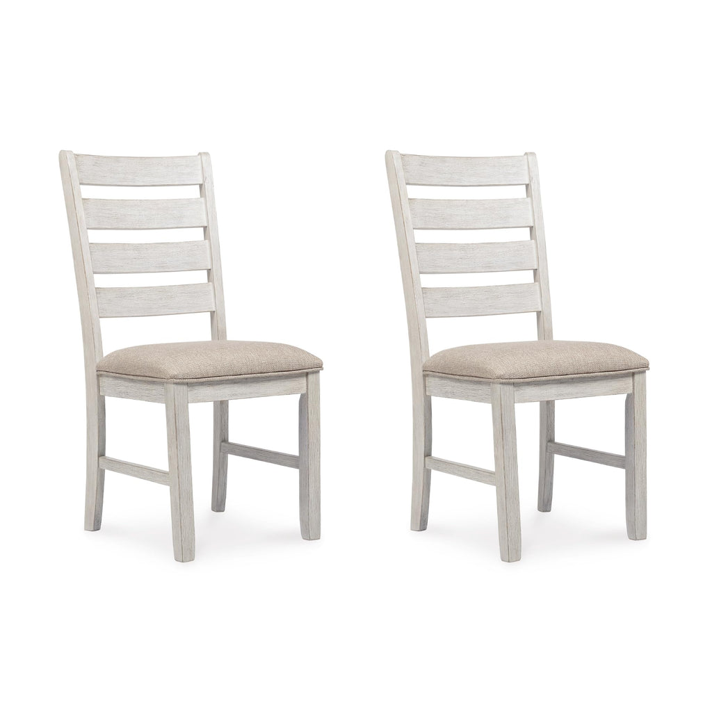 Signature Design by Ashley Skempton Modern Farmhouse Dining Room Chair, 2 Count, Ladderback Design, Wood, 17.75" W x 21.5" D x 38.63" H, White and Light Brown