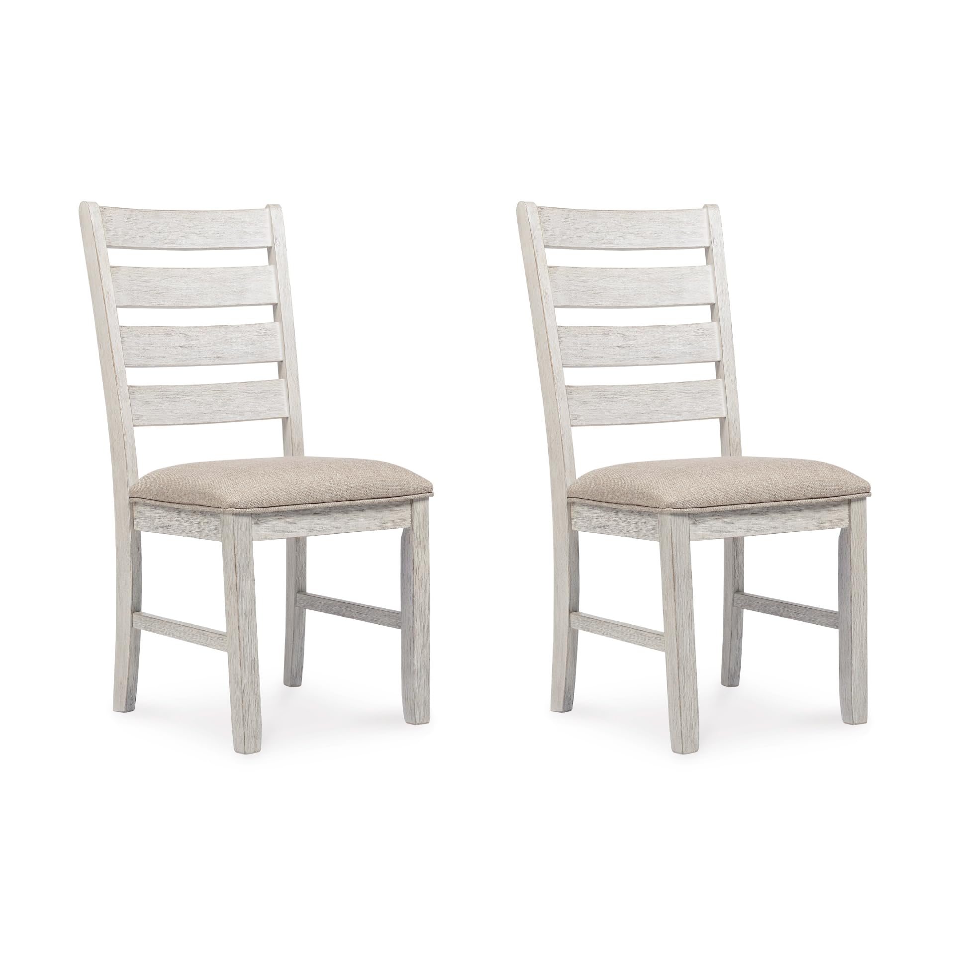 Signature Design by Ashley Skempton Modern Farmhouse Dining Room Chair, 2 Count, Ladderback Design, Wood, 17.75" W x 21.5" D x 38.63" H, White and Light Brown