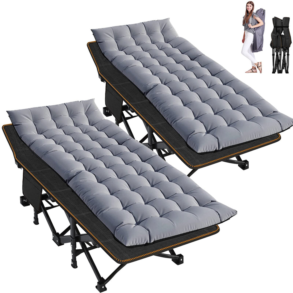 ABORON XXL Camping Cot for Adults, Oversized 78"×32" Folding Camping Bed, 900LBS Heavy Duty Outdoor Sleeping Cot with Mattress Pad, 1200D Oxford, Portable with Carry Bag