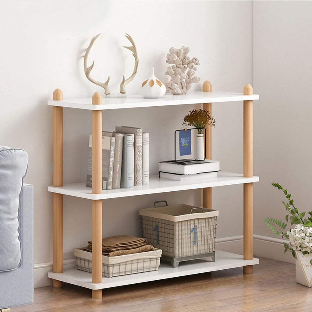 IOTXY 5-Tier Wooden Shelf Bookcase - Modern Open Bookshelf, Free Standing Storage Rack, Multifunctional Display Stand for Home and Office, Oak, Rectangle