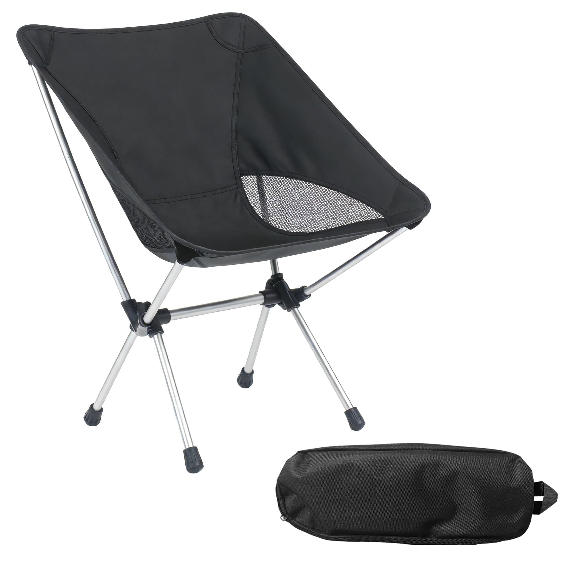 Wind Tour Portable Camping Chair Lightweight Foldable Outdoor Chair for Hiking Camp Backpacking Lawn Beach Fishing Picnic with Carry Bag (Black)