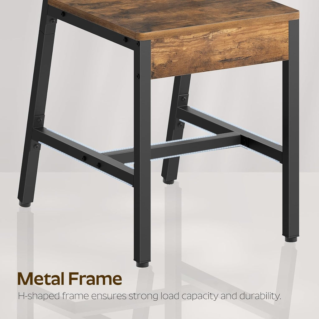 YATINEY Dining Chairs Set of 4, Industrial Kitchen Chairs with Metal Frame, Slanted Back, Wooden Dining Chair Set, for Kitchen, Living Room, Rustic Brown and Black CY03L4BR