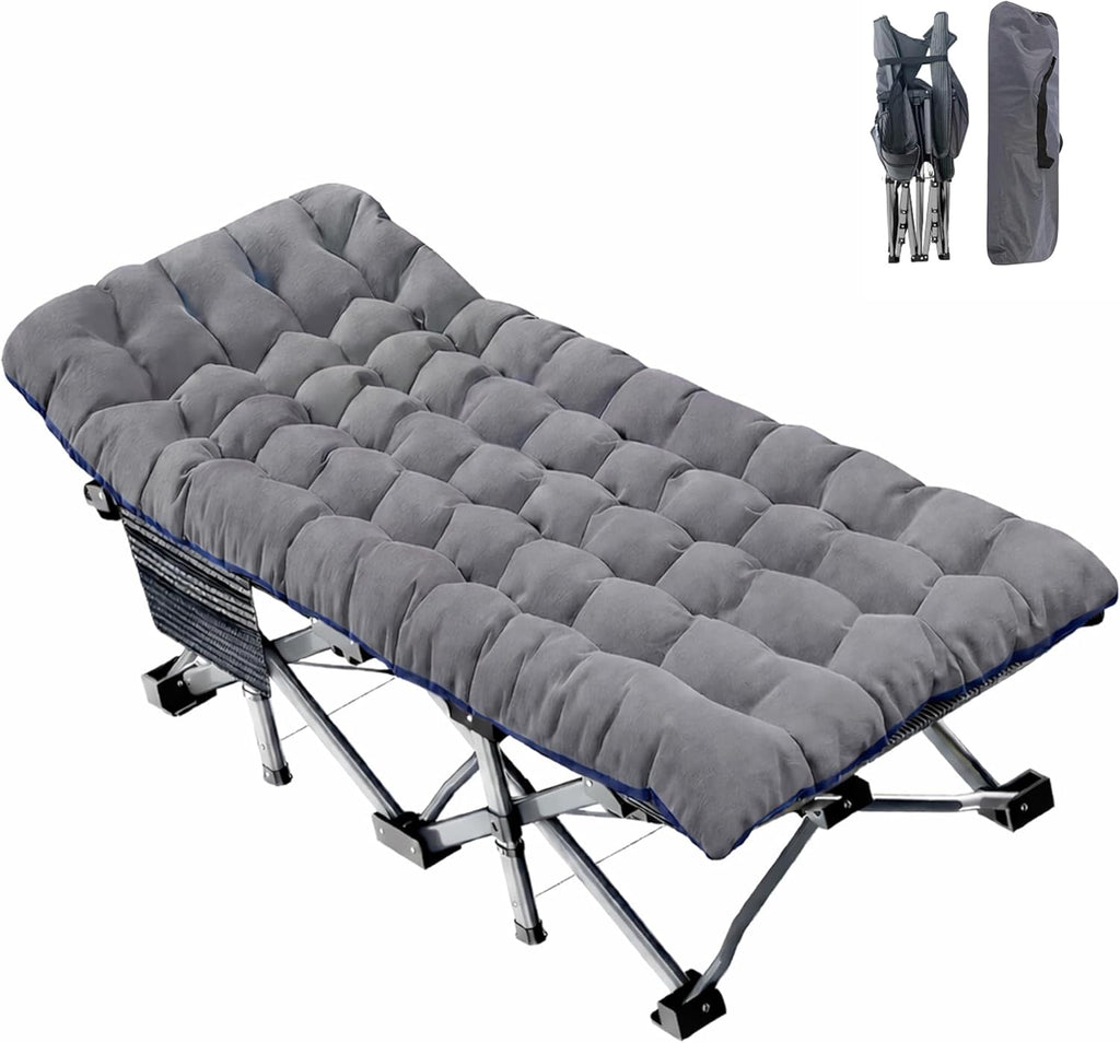 ABORON XXL Camping Cot for Adults, Oversized 78"×32" Folding Camping Bed, 900LBS Heavy Duty Outdoor Sleeping Cot with Mattress Pad, 1200D Oxford, Portable with Carry Bag
