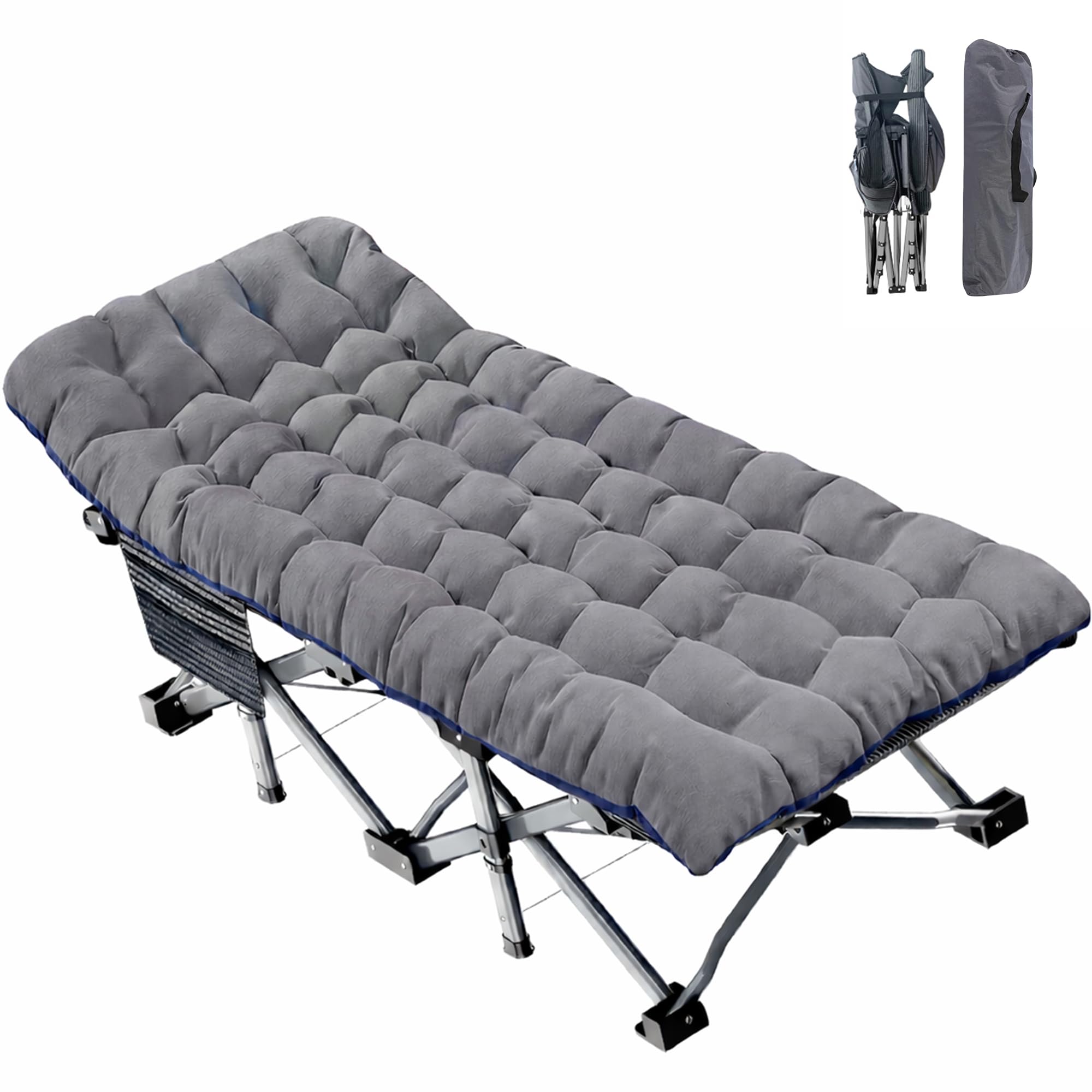 ABORON XXL Camping Cot for Adults, Oversized 78"×32" Folding Camping Bed, 900LBS Heavy Duty Outdoor Sleeping Cot with Mattress Pad, 1200D Oxford, Portable with Carry Bag